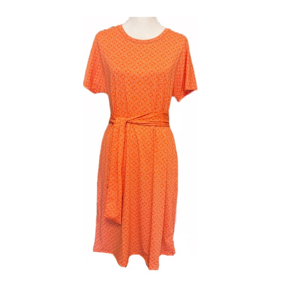 LuLaRoe Dresses & Skirts - LuLaRoe Marly Dress Size M Orange and White with Pockets